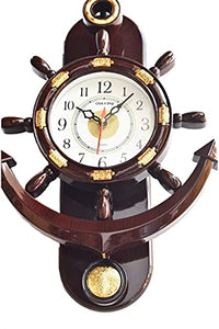 Click n Ship Plastic Pendulum Wall Clock (Brown) - Home Decor Lo