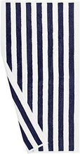 Load image into Gallery viewer, AmazonBasics 2 Piece Cotton Beach Towel - 477 GSM - 60" x 30" (152.4 cm X 76.2 cm) - Cabana Stripe, Navy Blue - Home Decor Lo