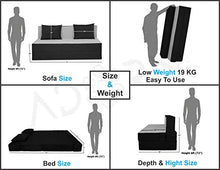 Load image into Gallery viewer, Adorn india Easy Three Seater Sofa Cum Bed (2 Years Warrenty Quality Foam)-Perfect for Seat & Sleep Washeble Polyster Fabric Cover (Black & Grey) 6'x6'.Pillows Free - Home Decor Lo
