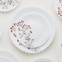 Load image into Gallery viewer, Larah by Borosil Red Bud Silk Series Opalware Dinner Set, 19 Pieces, White - Home Decor Lo