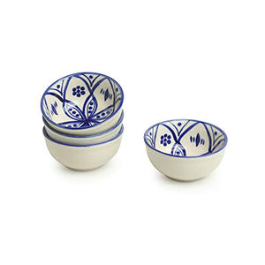 ExclusiveLane 'Moroccan Floral' Handpainted Ceramic Plates for Dinner Ceramic Dinner Plates with Katoris (8 Pieces, Serving for 4, Microwave Safe) - Dinner Sets Ceramic Bowls Set Dinnerware Sets - Home Decor Lo