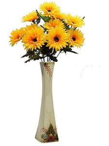 Fourwalls Beautiful Decorative Artificial Garabara Flower Bunches for Home décor (48 cm Tall, 10 Heads, Yellow) - Home Decor Lo