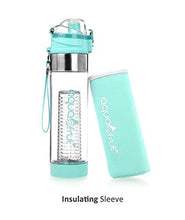 Load image into Gallery viewer, Aquafrut Bottle BPA-Free Tritan Plastic Leak Proof Loading Fruit Infuser Water Bottle with One Click Open Lid with Infusion Recipe eBook, 24 oz, Teal - Home Decor Lo