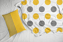 Load image into Gallery viewer, Loreto – A Quality Linen Brand 144 TC 100% Cotton Double Bedsheet with 2 Pillow Covers - Polka, Yellow & Grey - Home Decor Lo