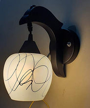 Load image into Gallery viewer, GreyWings Frost Glass, Wooden Base Wall Hanging Lamp/Light, Sconce with LED Colour Changing Warm White, Cool White and White (Black) - Home Decor Lo