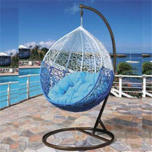 Load image into Gallery viewer, Cite Leaf Swing Chair(White and Blue) with Stand,Cushion(Blue Colour) & Hook-Outdoor/Indoor/Balcony/Garden/Patio (Standard, White &Blue) - Home Decor Lo