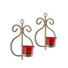 Load image into Gallery viewer, Homesake Metal Decorative Golden Wall Sconce Candle Holder, Pack of 2 - Home Decor Lo