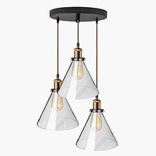 Load image into Gallery viewer, Homesake ® 3-Lights Urban Retro Nordic Style LED/Filament Bulb Round Cluster Chandelier Modern Glass Cone Shaped 60W Hanging Light with E27 Holder (Rose Gold)