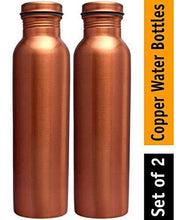 Load image into Gallery viewer, COPPERTOWN Copper Water Bottle, Set of 2, 1000 ml, brown - Home Decor Lo