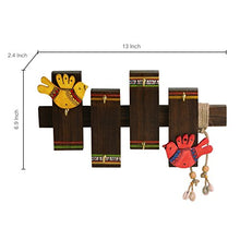 Load image into Gallery viewer, ExclusiveLane 'Birds On Planks' Warli Handpainted Wall Keyholder & Home Decorative Key Holders (6 Hooks) - Keychain Holder Key Hangers Key Stand & Wall Hanging Wooden Key Holder for Wall - Home Decor Lo