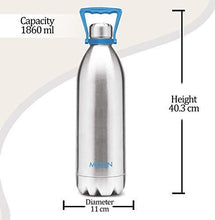 Load image into Gallery viewer, Milton Duo 2000 Thermosteel 24 Hours Hot and Cold Water Bottle with Handle, 1.86 Litres, Silver - Home Decor Lo