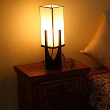 Load image into Gallery viewer, Make in Modern Wooden & Fabric Square Table Lamp Without Bulb (Black & White, 40 Watt) - Home Decor Lo
