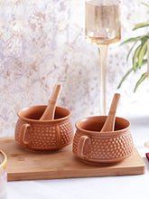 Load image into Gallery viewer, VarEesha Ceramic Brown Microwave Safe Soup Bowls with Spoons Set - Home Decor Lo