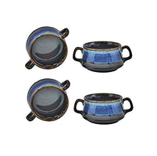 Load image into Gallery viewer, Caffeine Ceramic Handmade Multi Color Double Handled Soup Bowl with Spoon (Set of 4) - Home Decor Lo