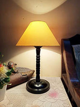 Load image into Gallery viewer, M2 Look Yellow Conical Shade and Beautiful Designig Black Metal Base Table Lamp for Bedroom and Drawing Room Table Lamps (Yellow) - Home Decor Lo