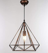 Load image into Gallery viewer, GreyWings Metal Diamond Cadge Hanging Light Pendant Lamp, with E27 Base Cape Bulb Included (Antique Bronze) - Home Decor Lo
