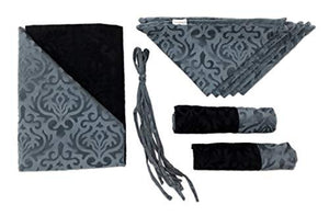 KS21 Homes Velvet Black Diwan Set 8 Pcs (Content: 1 Single Bed Sheet, 5 Cushion Cover, 2 Bolster, Total - 8 Pcs Set) - Home Decor Lo