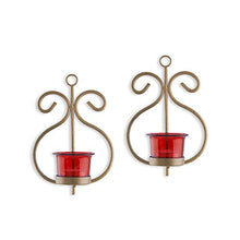 Load image into Gallery viewer, Homesake Metal Decorative Golden Wall Sconce Candle Holder, Pack of 2 - Home Decor Lo