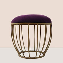 Load image into Gallery viewer, Nestroots Stools for Home Living Room | Ottoman Footstool Upholstered with Cushion Footrest Stool for Living Room -Designer Metallic Legs Added Stability (Dark Purple| Set of 2) - Home Decor Lo