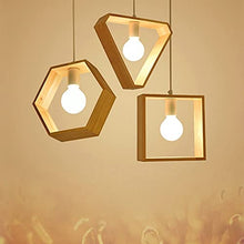 Load image into Gallery viewer, VXS Wooden 1 Head Modern Simple 3 Different Design Hexagon Square Triangle Shape Wood Pendant Light Lamp for Study Coffee Shop