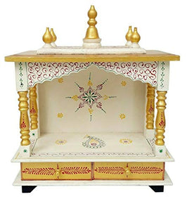 Kamdhenu art and craft Wooden Temple/Home/Pooja Mandir/Mandap (Gold) - Home Decor Lo