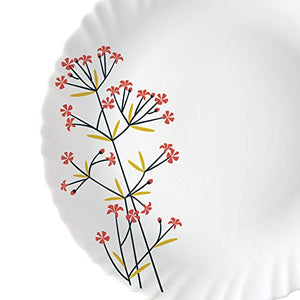 Larah by Borosil Red Bud Silk Series Opalware Dinner Set, 19 Pieces, White - Home Decor Lo