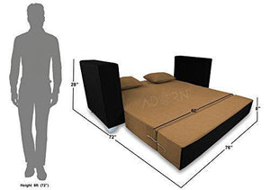 Adorn India Almond Three Seater Sofa Cum Bed (Black and Camel) - Home Decor Lo
