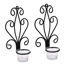 Load image into Gallery viewer, Saliha Art & handicrafts (Set of 2) Modern Art Large Wall Sconce with Glass Votive Candle Tealight Holders,Antique Metal Wall Scone Candles Wall Sconce Tea Light Wall Hanging Holders (White) - Home Decor Lo