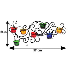 Load image into Gallery viewer, PockMAN Iron Wall Scone with 7 Glass Tealight Candle Holder for Decorate Our Home on Diwali Festival, Wedding, Birthday Party, Balcany Decoration etc.