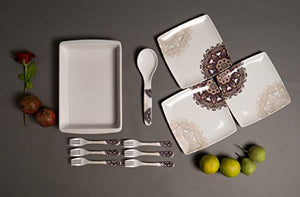 Bataniya Melamine Dinner Set, 46 Pieces, White 100% Veg Material - Home Decor Lo