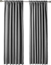 Load image into Gallery viewer, AmazonBasics Room Darkening Blackout Curtain Set of 2 with Tie Backs - 245 GSM - (7 Feet - Door) 52" x 84", Dark Grey - Home Decor Lo
