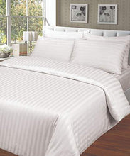 Load image into Gallery viewer, ARiANA Premium Stripe Collection 300 TC 100% Cotton King Size (108 inch X 108 inch) Bedsheet with 2 Pillow Covers (White) - Home Decor Lo
