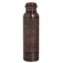 Load image into Gallery viewer, AAYUVEDA® Handcrafted Antique Design 100% Pure Copper Water Bottle, 1 Litre - Home Decor Lo