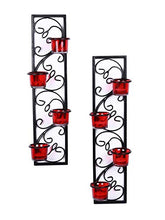 Load image into Gallery viewer, Hosley Decorative Wall Sconce/Candle Holder with Red Glass and Free T-Light Candles (Set of 2) - Home Decor Lo