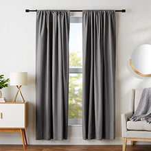 Load image into Gallery viewer, AmazonBasics Room Darkening Blackout Curtain Set of 2 with Tie Backs - 245 GSM - (7 Feet - Door) 52" x 84", Dark Grey - Home Decor Lo
