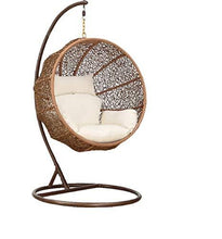 Load image into Gallery viewer, Carry Bird Big Boss Wicker Rattan Hanging Egg Chair Swing for Indoor Outdoor Patio Backyard, Comfortable Relaxing with Cushion and Stand (Standard Honey Swing, White) - Home Decor Lo