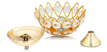 Load image into Gallery viewer, Festive Creations Brass Small Bowl Crystal Diya Round Shape Kamal Deep Akhand Jyoti Oil Lamp for Home Temple Puja Decor Gifts (Width 3 inch heigh 2.5 inch) - Home Decor Lo