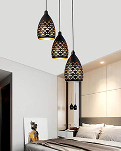 CITRA Led 3-Light Black Finish Metal Shade Hanging Pendant Ceiling Lamp Fixture Palm Tree Orange - Warm White - Home Decor Lo