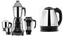 Load image into Gallery viewer, Butterfly EKN 1.5-Litre Water Kettle (Silver with Black) & Jet Elite 750-Watt Mixer Grinder with 4 Jars (Grey) Combo - Home Decor Lo