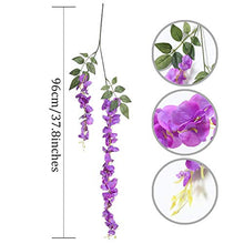 Load image into Gallery viewer, Artificial Silk Wisteria Vine Rattan Garland Fake Hanging Flower Party Home Garden Outdoor Ceremony Floral Decor,3.18 Feet, 6 Pieces (Purpule-2) - Home Decor Lo
