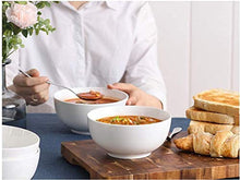 Load image into Gallery viewer, Narrow International Dessert Set of 6 Melamine Unbreakable Cereal Bowls Set 6 Inch - Soup Bowls, Lightweight Deep Bowl for Kitchen and Family Dinner, Maggi,Soup, Dishwasher Micro Safe, Premium White - Home Decor Lo