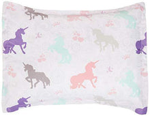 Load image into Gallery viewer, AmazonBasics Easy-Wash Microfiber Kid's Bed-in-a-Bag Bedding Set - Single, Purple Unicorns - with 2 pillow covers - Home Decor Lo