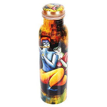 Load image into Gallery viewer, Golden Valley Radha Krishna Printed Pure Copper Water Bottle 1000 ml - Home Decor Lo
