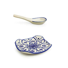 Load image into Gallery viewer, ExclusiveLane 'Moroccan Floral' Hand Painted Studio Pottery Ceramic Soup Bowls with Spoons & Saucers (Set of 2, Microwave Safe, 250 ML) - Handled Soup Bowls with Handle Soup Set with Spoon Soup Cups - Home Decor Lo