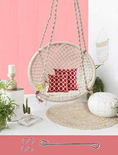 Load image into Gallery viewer, Curio Centre Make in India Cotton Round Swing & Hammock/Swing Chair for Garden/Hanging Swing/Jhula with Hanging Accessories (100 kgs Capacity, 145 cm X 57 cm X 43 cm, White) - Home Decor Lo