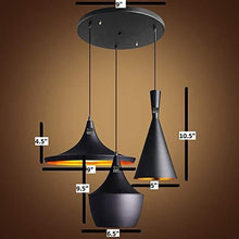 Load image into Gallery viewer, GreyWings 3 Light Cluster Industrial Shade Hanging Pendant Ceiling Lamp Fixture Tulip Cone Disc, Aluminium, Black Texture (Without Bulb) (Small) - Home Decor Lo