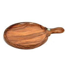 Load image into Gallery viewer, All About Wood Hand Crafted Wooden Pizza Plate/Snack Serving Plate for Kitchen/Home/Café (Sheesham Wood, Brown) - Home Decor Lo