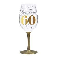 Load image into Gallery viewer, C.R. Gibson 16 Ounce, Acrylic, Wine Glass Singles, Perfect Gift, Hand Wash - Sassy And 60 - Home Decor Lo
