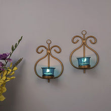 Load image into Gallery viewer, Homesake Metal Decorative Golden Wall Sconce/candle Holder, Pack of 2 - Home Decor Lo