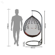 Load image into Gallery viewer, Rattan Hanging Egg Swing Chair With Cushion & Hook: Black - Home Decor Lo